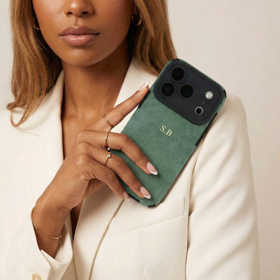 Green Suede iPhone Case - Snap Bands