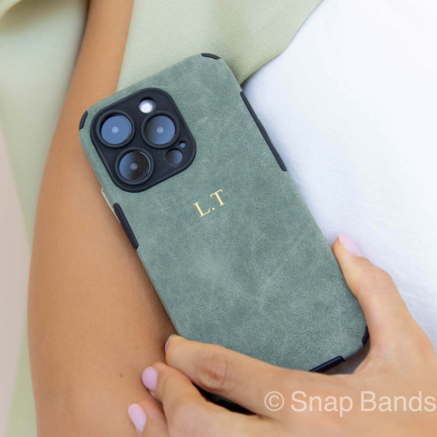 Green Suede iPhone Case - Snap Bands