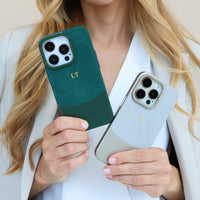Green Two - Tone Monogrammed Leather iPhone Case - Snap Bands