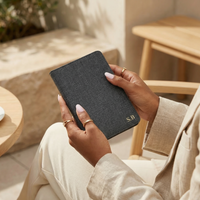 Black Leather Kindle Case with Hand Strap and Stand