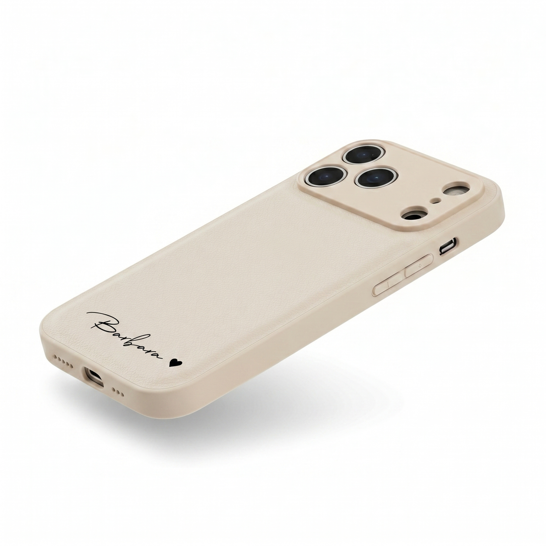 White Personalized Leather iPhone Case