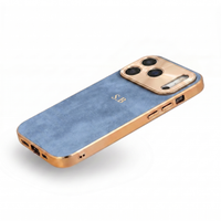 Blue Lambskin Leather Custom iPhone Case