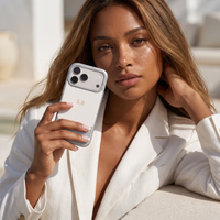 White Two-Tone Monogrammed Leather iPhone Case