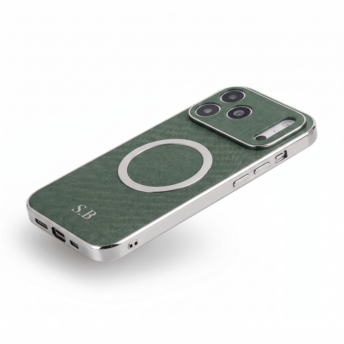 Green Personalized Magnetic Leather iPhone Case