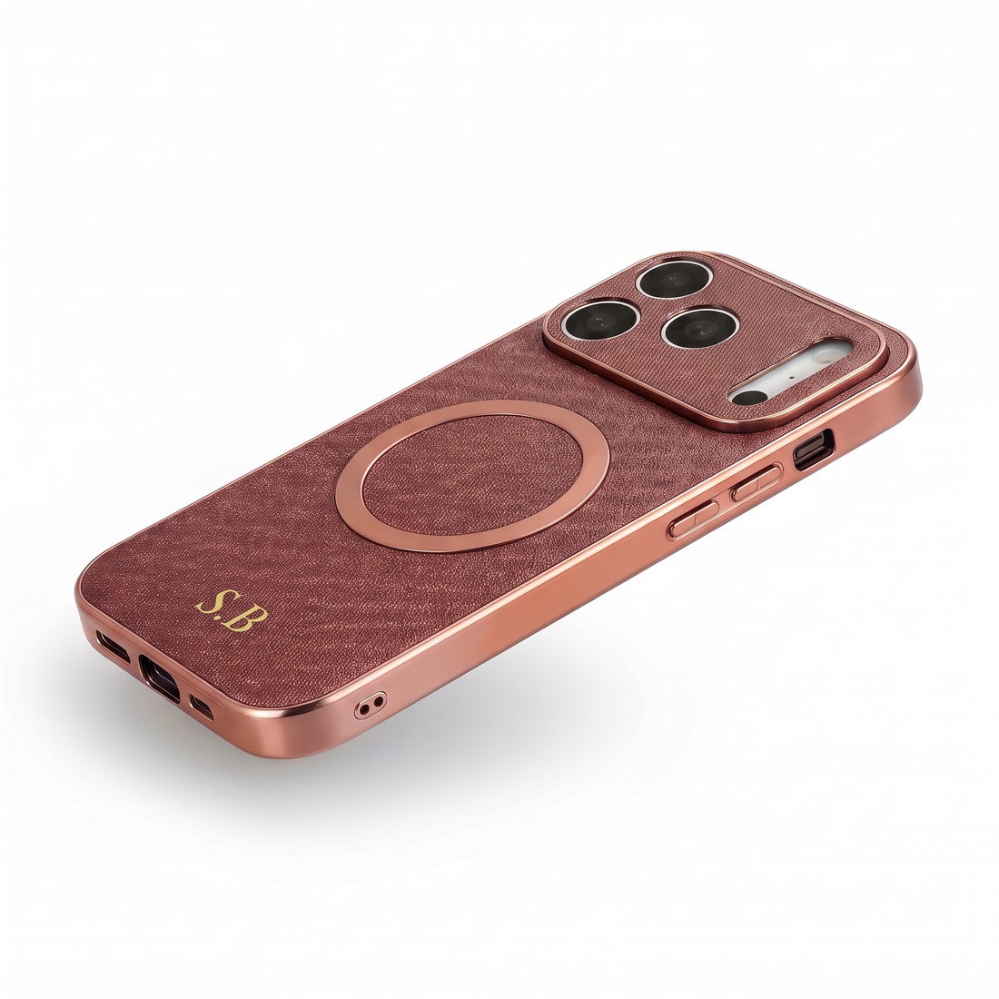 Brown Personalized Magnetic Leather iPhone Case