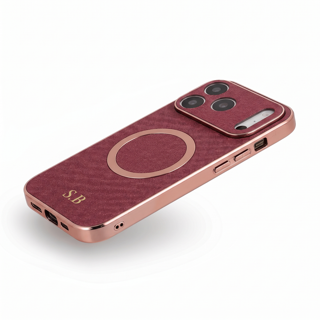 Burgundy Personalized Magnetic Leather iPhone Case