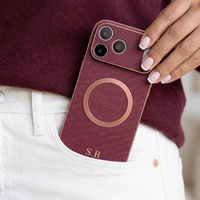 Burgundy Personalized Magnetic Leather iPhone Case