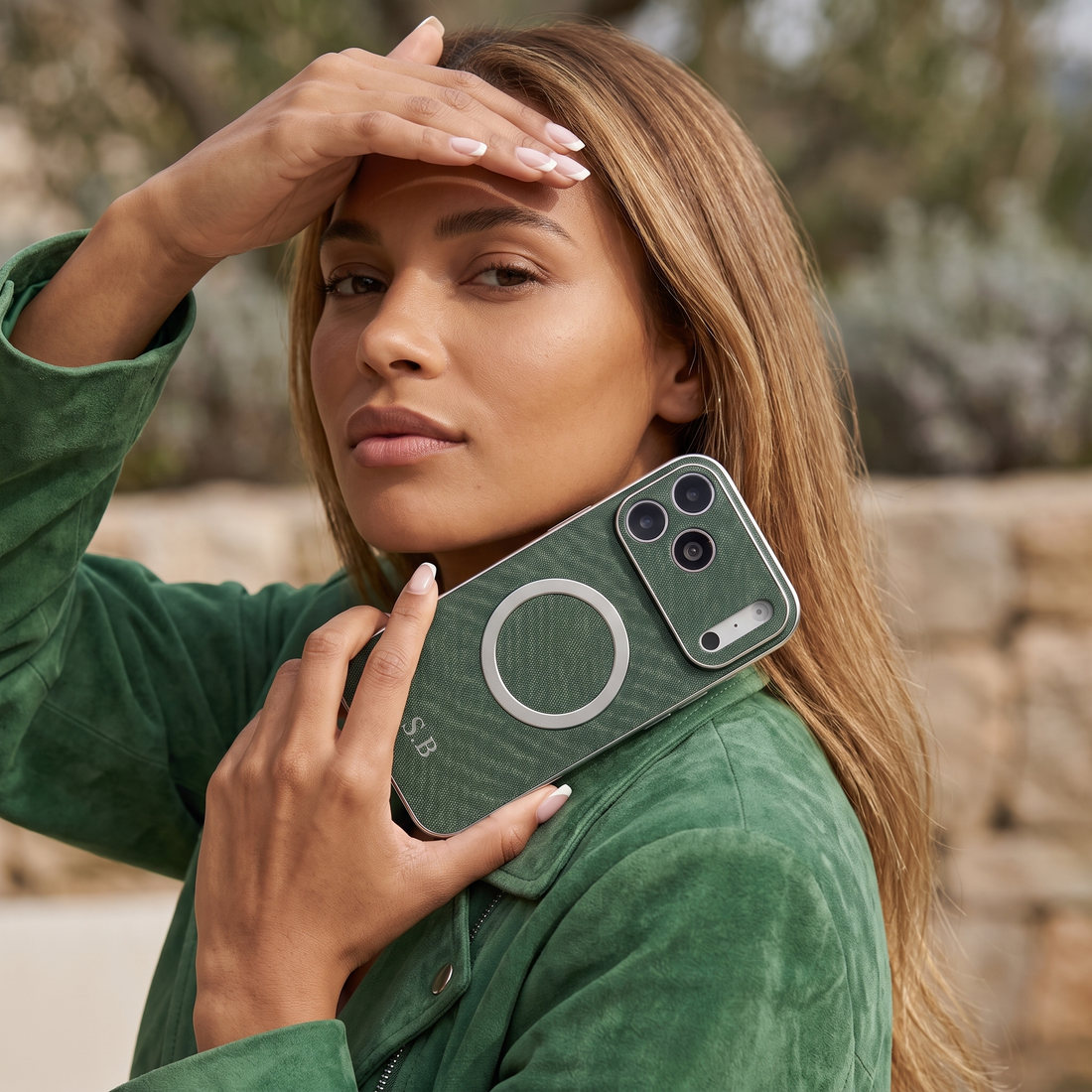 Green Personalized Magnetic Leather iPhone Case