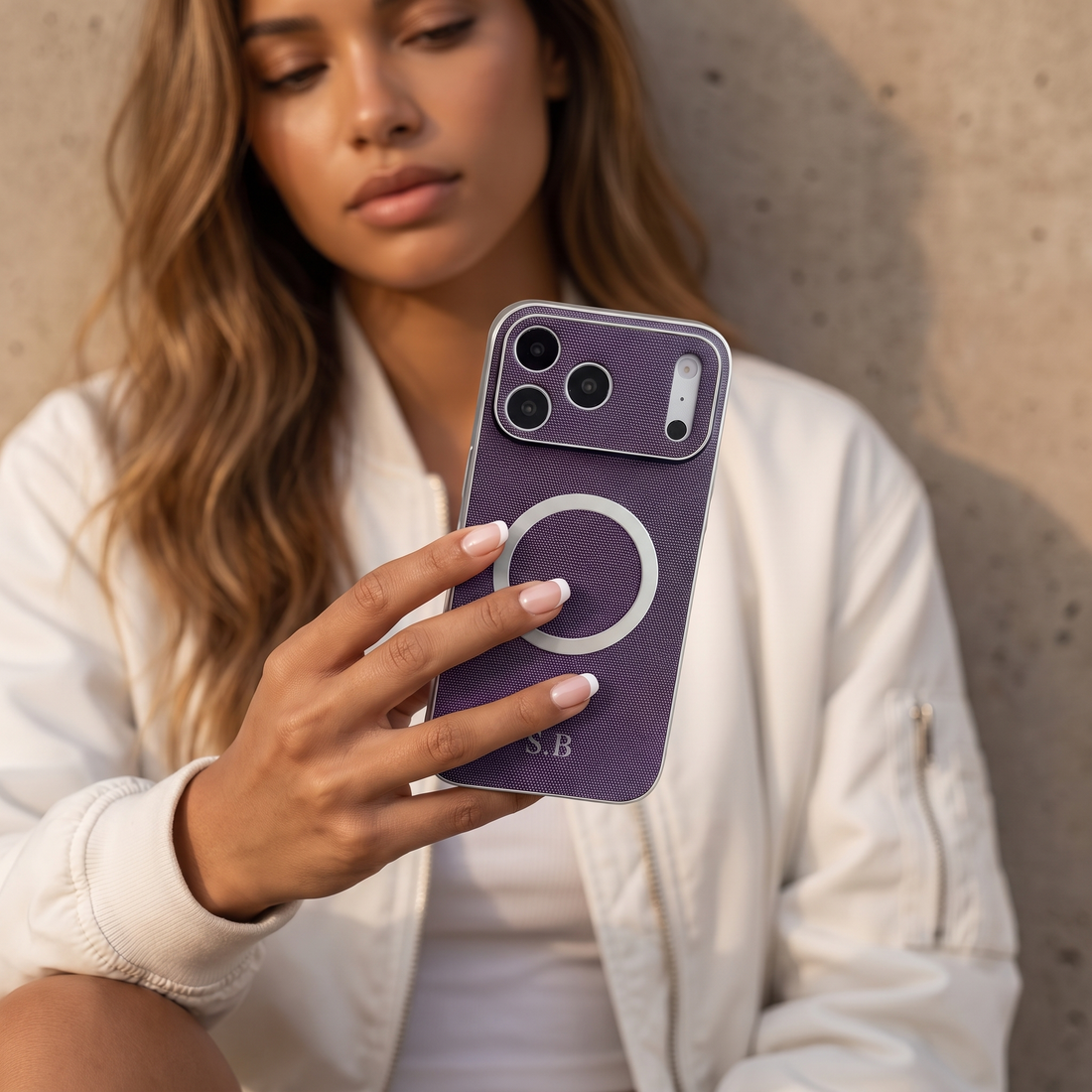 Purple Personalized Magnetic Leather iPhone Case