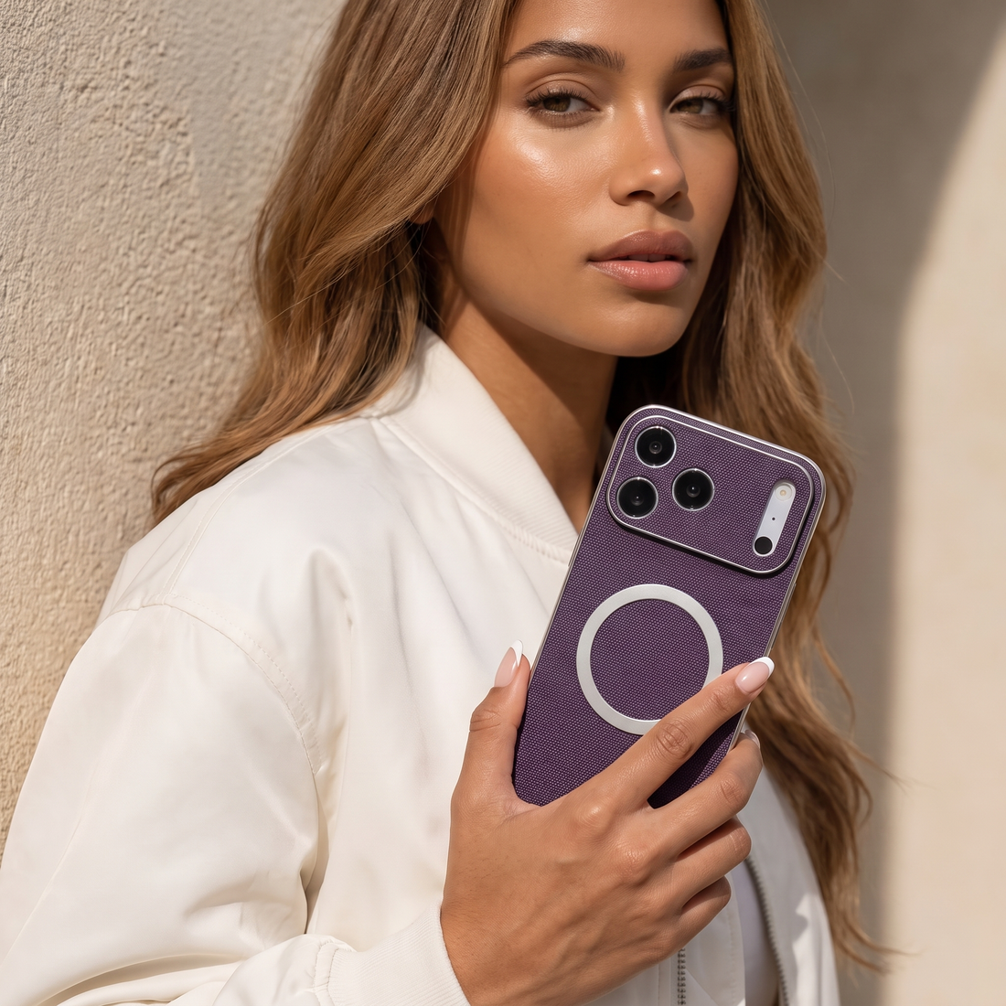 Purple Personalized Magnetic Leather iPhone Case