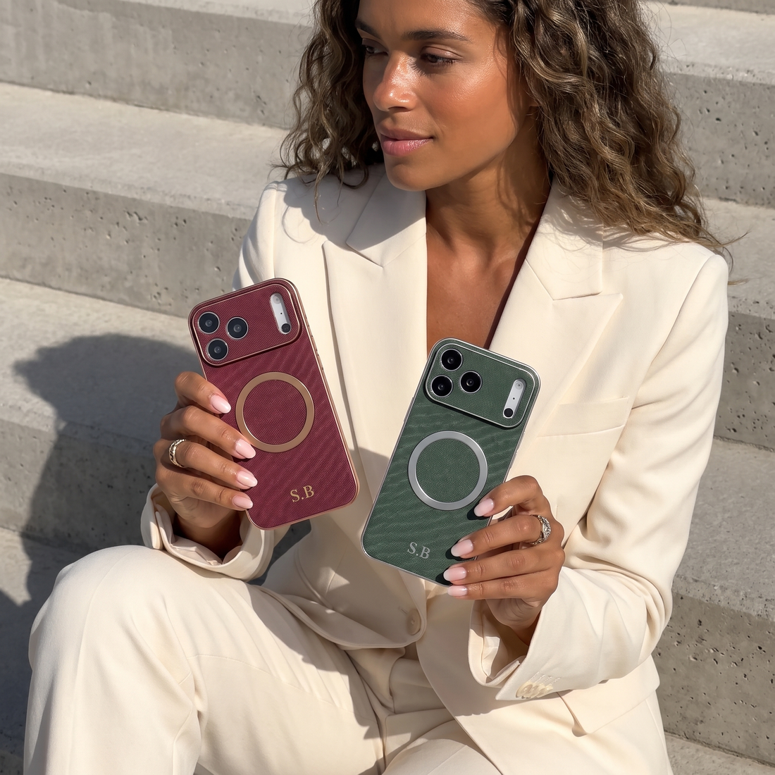 Green Personalized Magnetic Leather iPhone Case