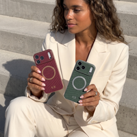 Burgundy Personalized Magnetic Leather iPhone Case