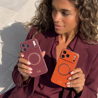 Orange Personalized Magnetic Leather iPhone Case