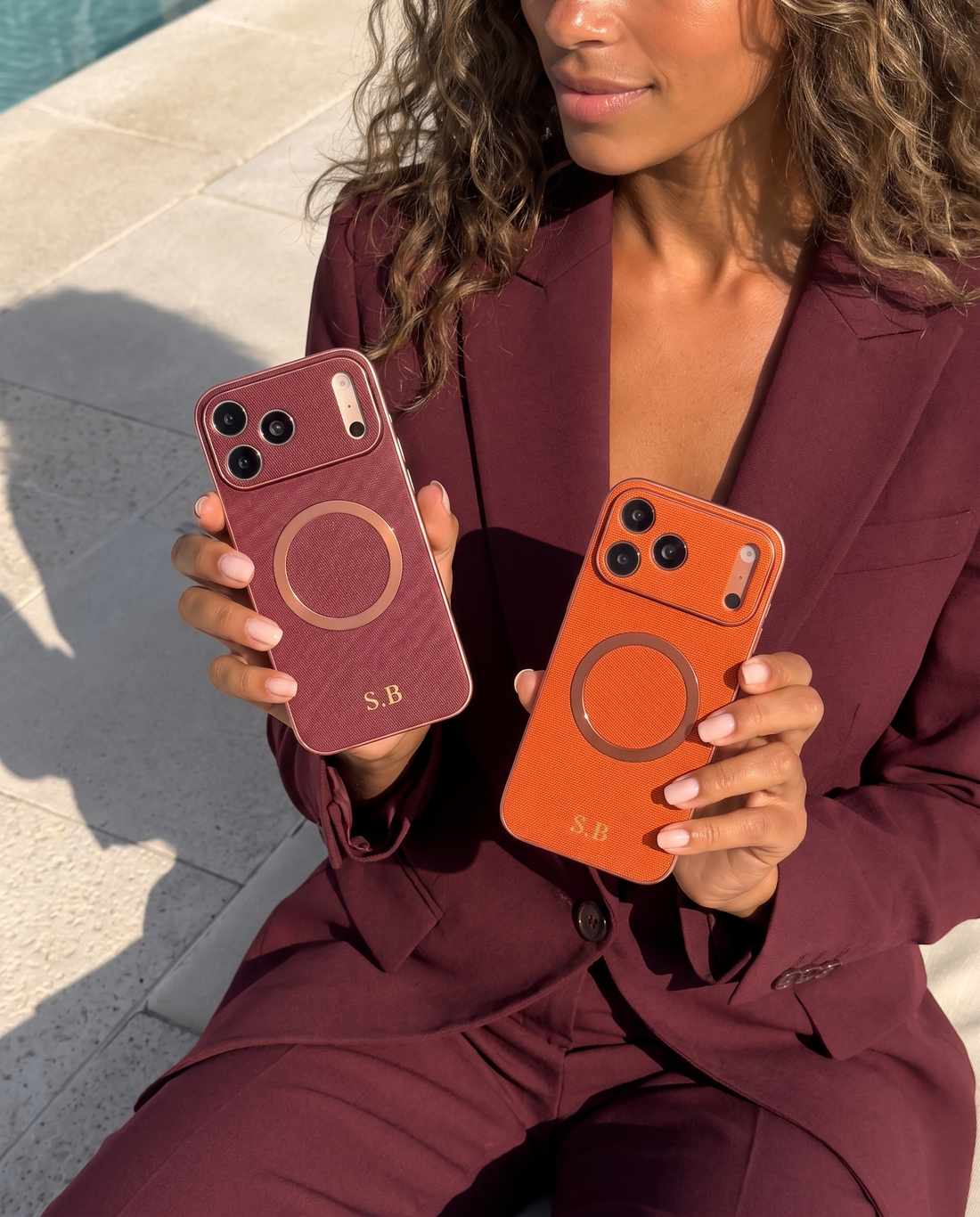 Burgundy Personalized Magnetic Leather iPhone Case