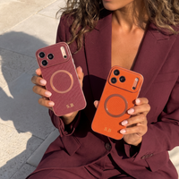 Burgundy Personalized Magnetic Leather iPhone Case