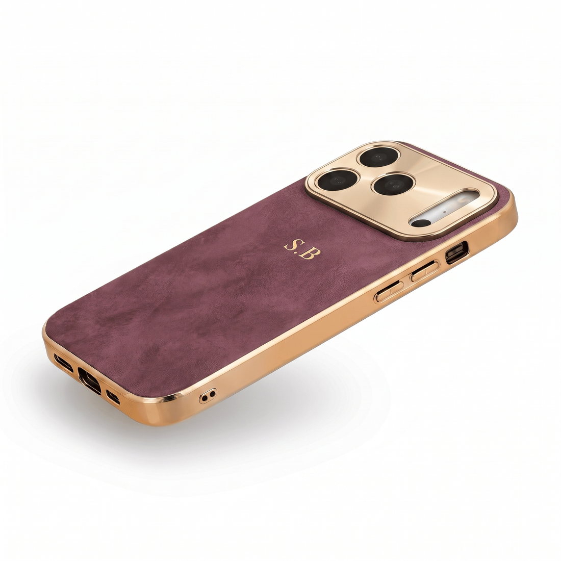 Burgundy Lambskin Leather Custom iPhone Case