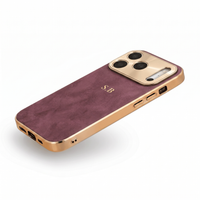 Burgundy Lambskin Leather Custom iPhone Case
