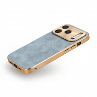 Light Blue Lambskin Leather Custom iPhone Case