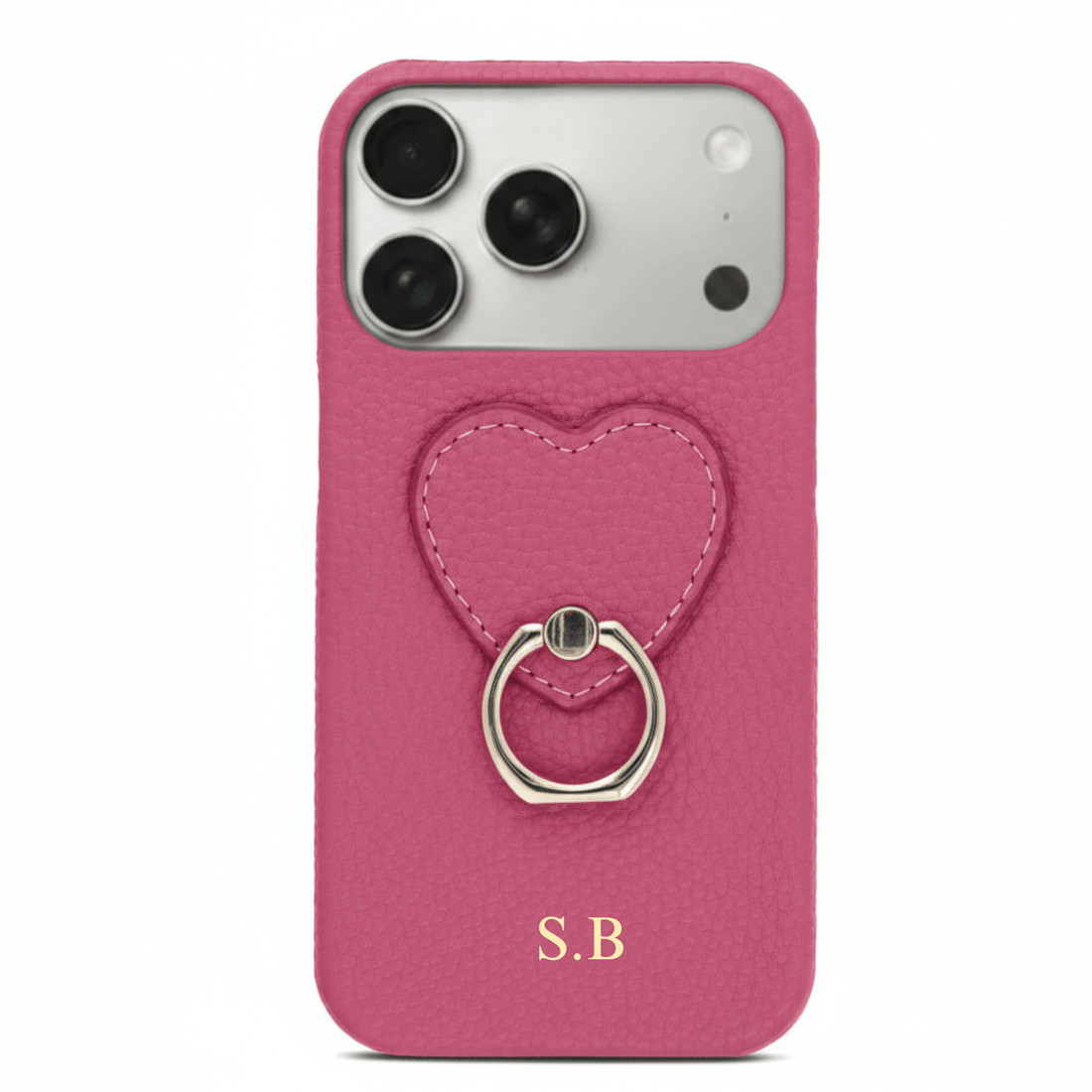 Hot Pink Heart Ring Leather iPhone Case - Snap Bands