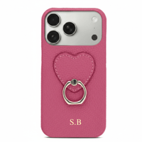 Hot Pink Heart Ring Leather iPhone Case - Snap Bands