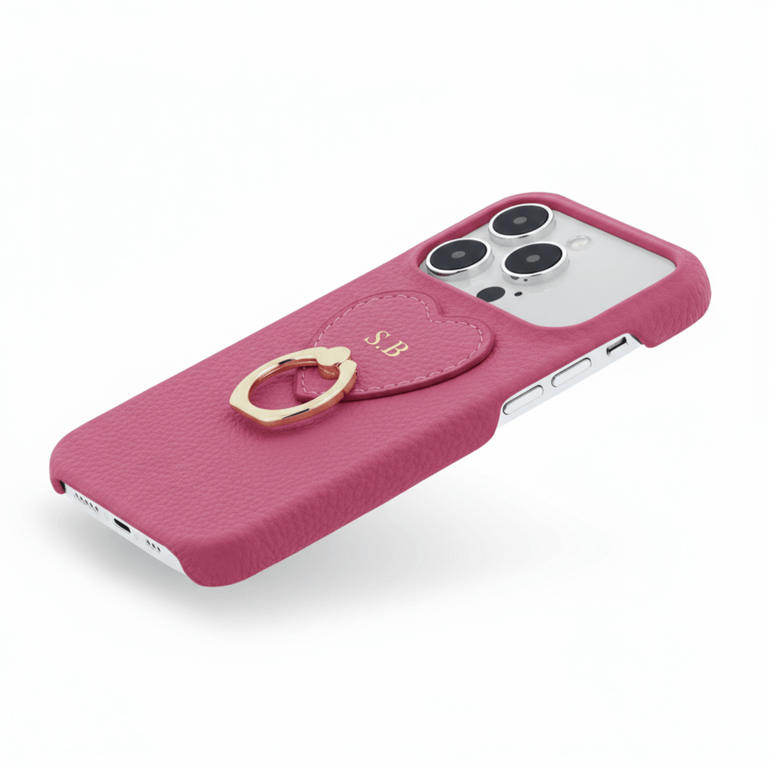 Hot Pink Heart Ring Leather iPhone Case - Snap Bands