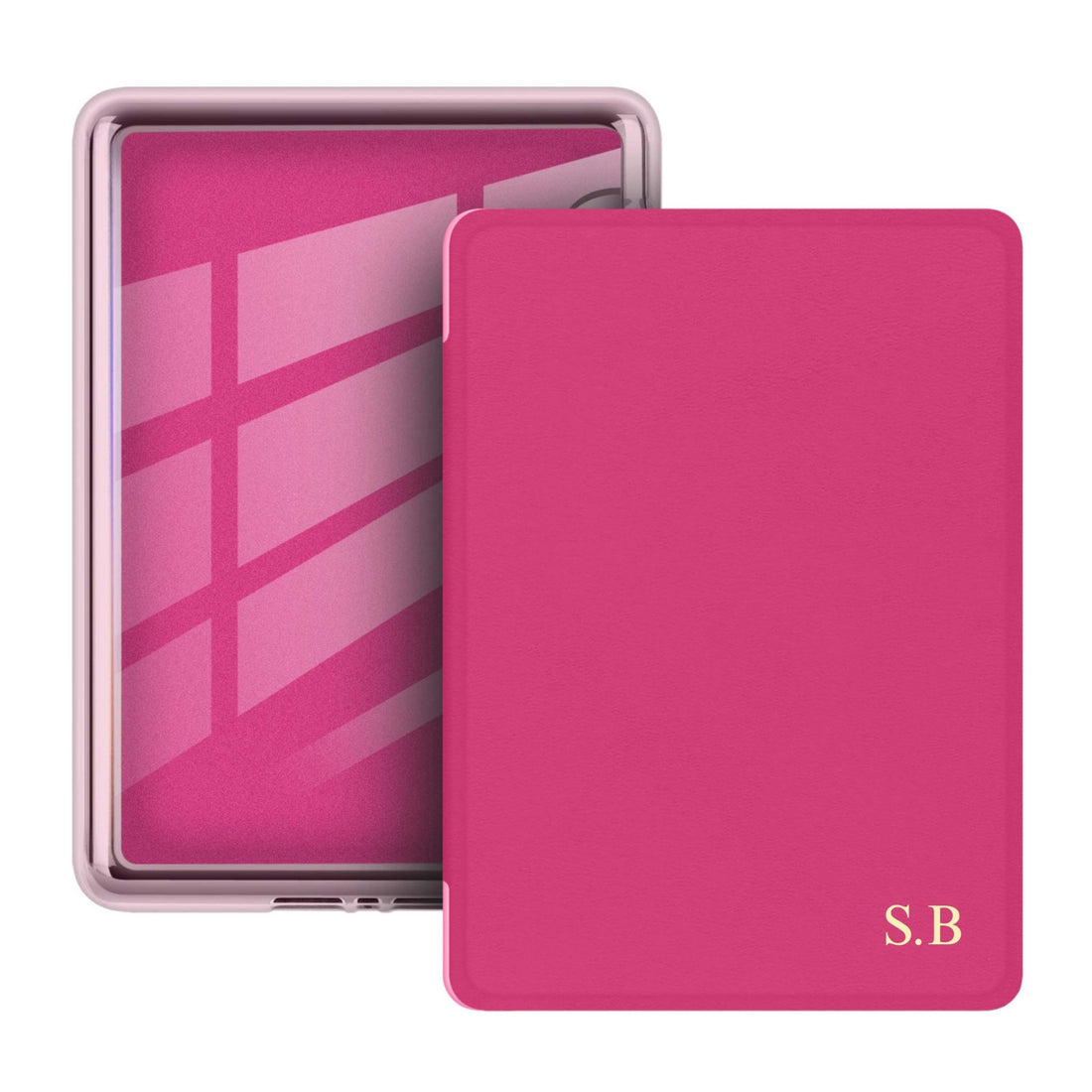 Hot Pink Leather Kindle Case - Snap Bands