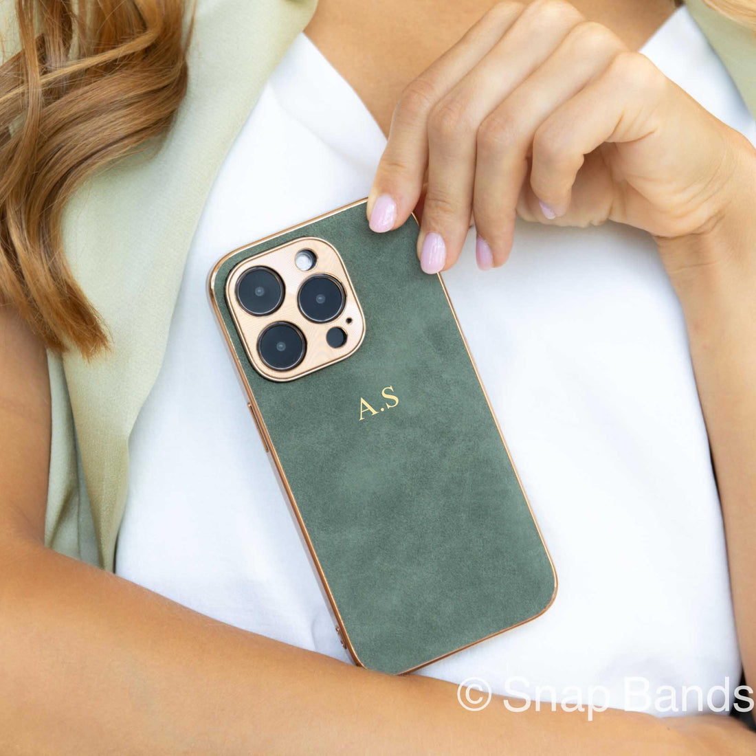 Green Lambskin Leather Custom iPhone Case