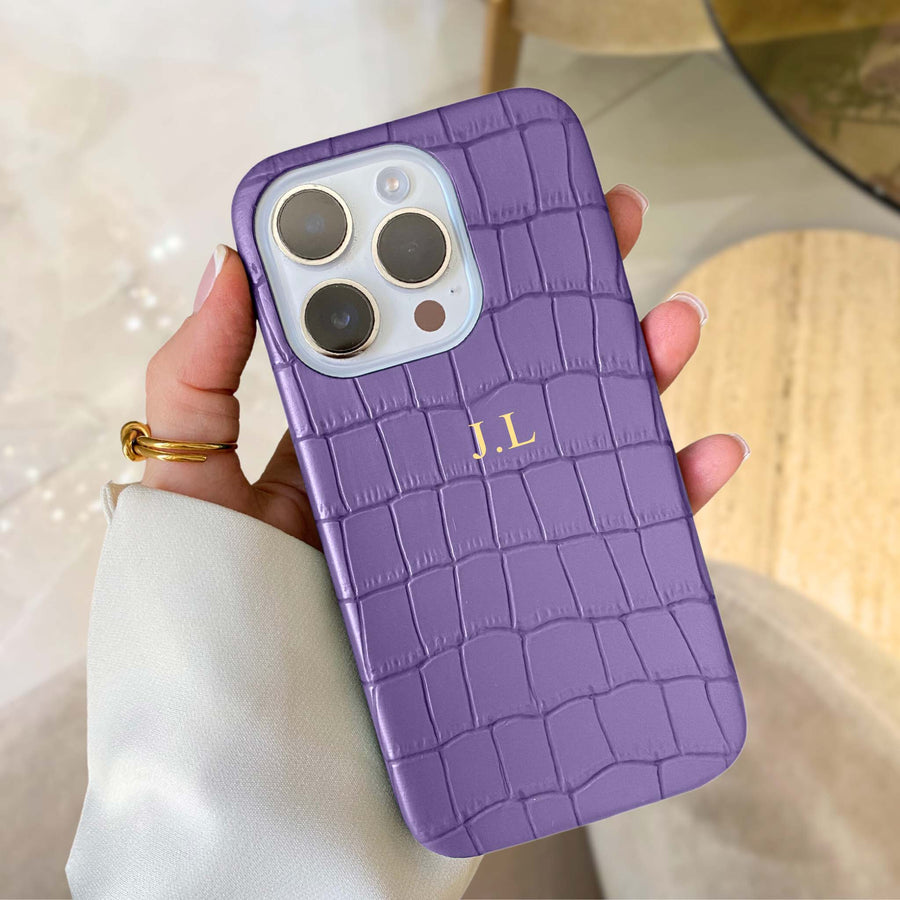 Purple Crocodile Texture Personalized Leather iPhone Case
