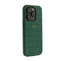 Green Crocodile Texture Personalized Leather iPhone Case