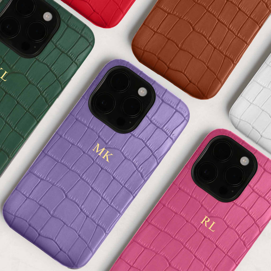 Purple Crocodile Texture Personalized Leather iPhone Case