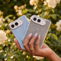 Light Blue Lambskin Leather Custom iPhone Duo Case