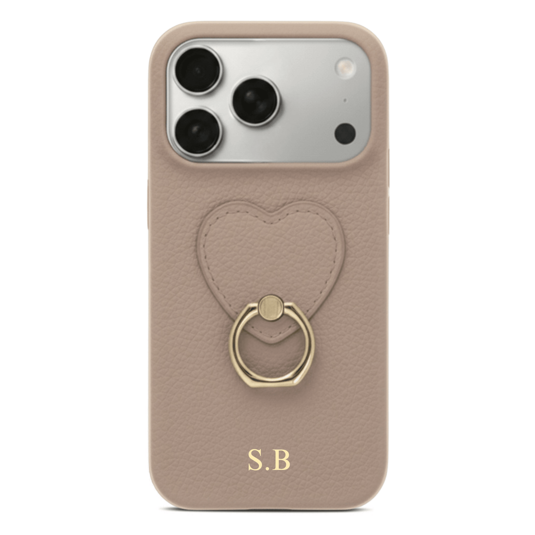 Khaki Heart Ring Leather iPhone Case - Snap Bands
