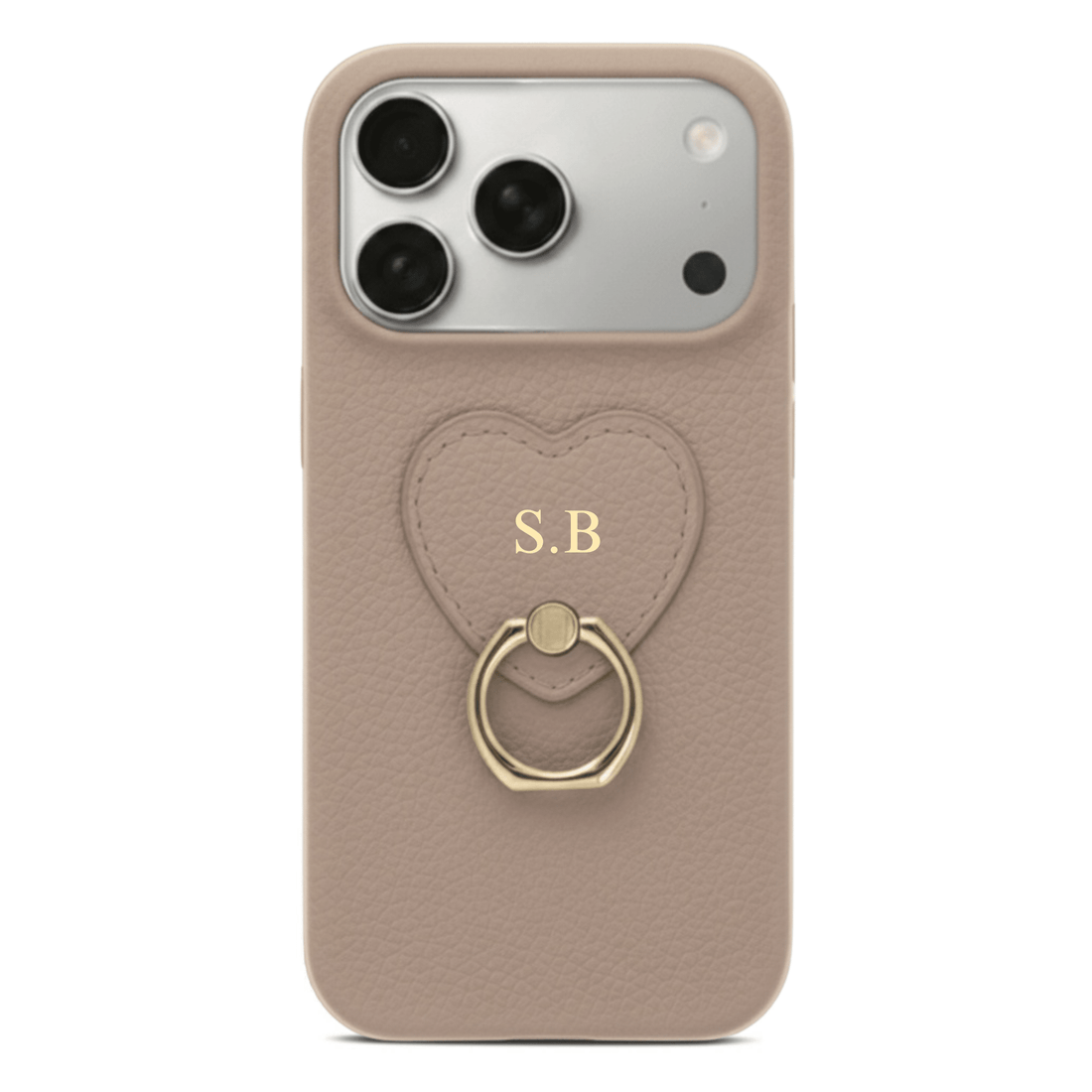 Khaki Heart Ring Leather iPhone Case - Snap Bands