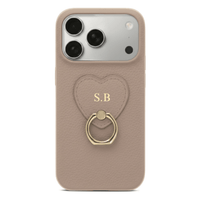 Khaki Heart Ring Leather iPhone Case - Snap Bands