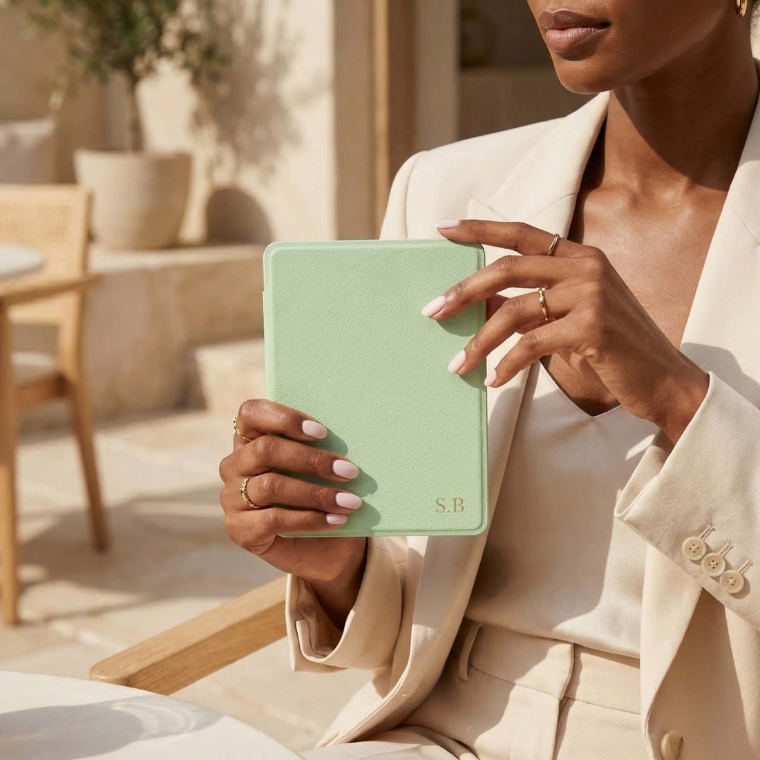 Light Green Leather Kindle Case