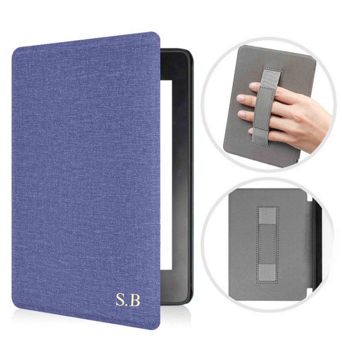 Royal Blue Textured Leather Kindle Case with Hand Strap