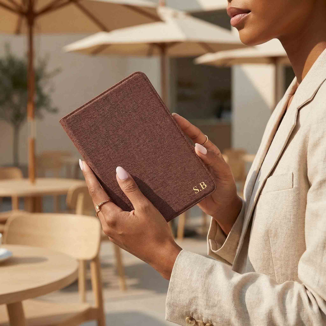 Brown Textured Leather Kindle Case with Hand Strap