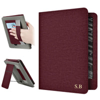 Wine Leather Kindle Case with Hand Strap and Stand