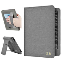 Gray Leather Kindle Case with Hand Strap and Stand