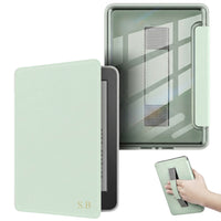 Pastel Green Leather Kindle Case with Hand Strap