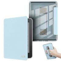 Light Blue Leather Kindle Case with Hand Strap