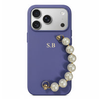 Lavender Leather Magnetic iPhone Case with Pearl Strap - Snap Bands