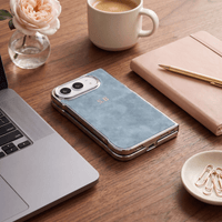 Light Blue Lambskin Leather Custom iPhone Duo Case - #Snap Bands#