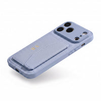 Light Blue Leather iPhone Case With Card Holder - #Snap Bands#
