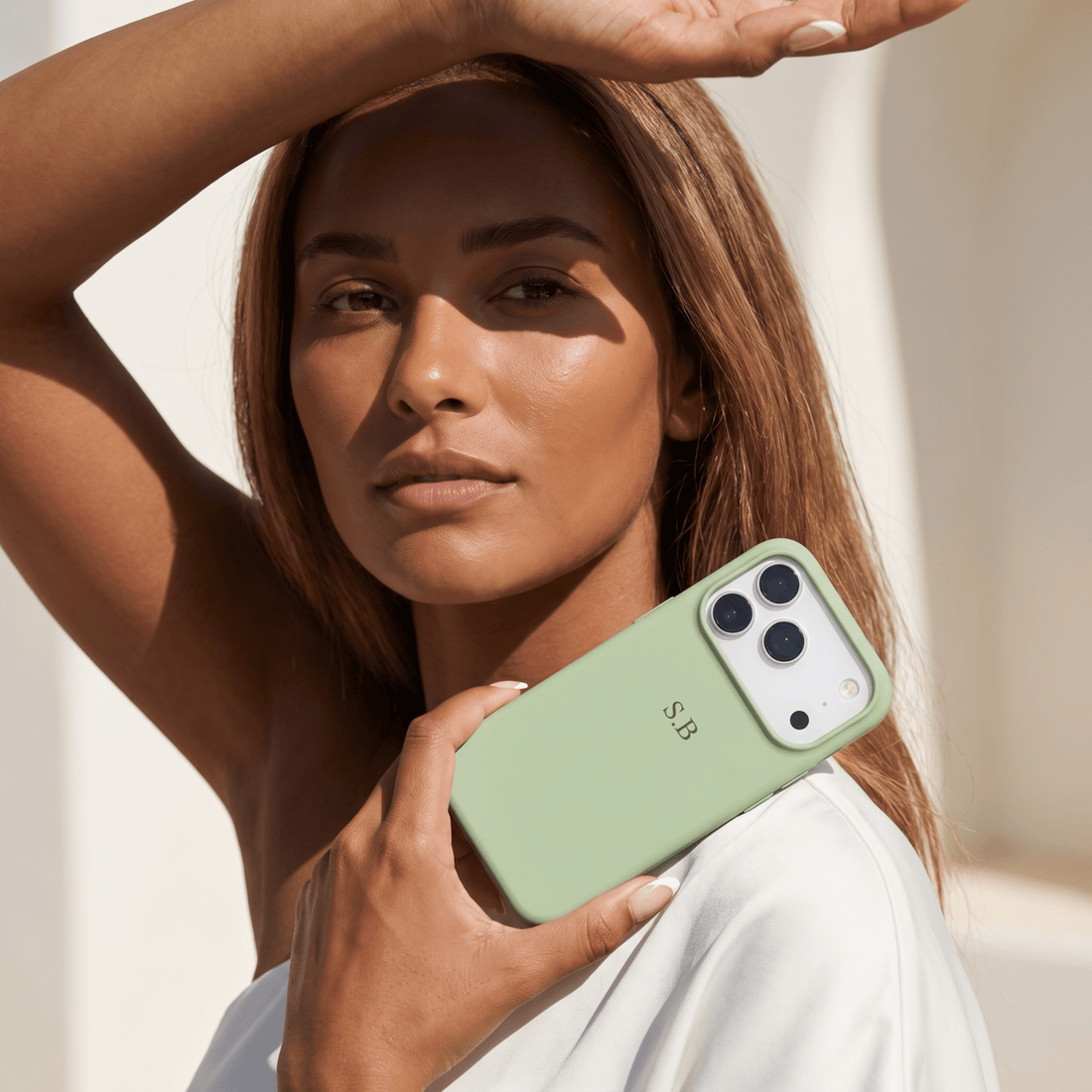 Light Green Personalized Liquid Silicone iPhone Case - Snap Bands