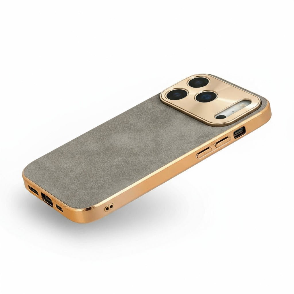 Luxury Lambskin Leather Custom iPhone Case Gray - Snap Bands
