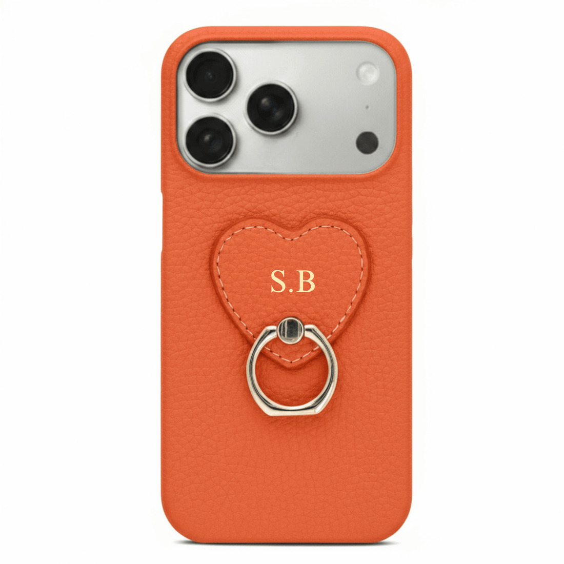 Orange Heart Ring Leather iPhone Case - Snap Bands