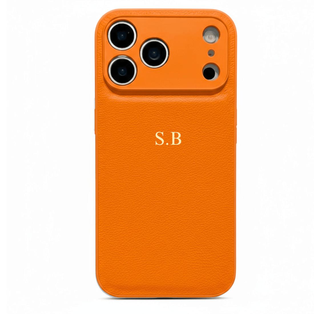 Orange Leather iPhone Case - Snap Bands