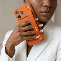 Orange Leather iPhone Case with Strap - Snap Bands