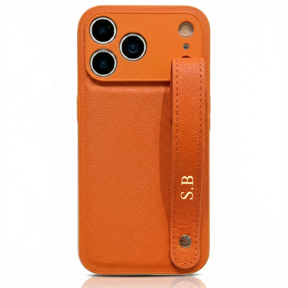 Orange Leather iPhone Case with Strap - Snap Bands